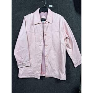 Terry Lewis Jacket Womens Size Medium Pink Leather Classic Luxuries Button Front